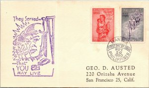 Philippines 1950 FDC - They Served That You May Live - F10981