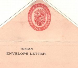 TONGA QV Postal Stationery Envelope Letter 1891 FIRST ISSUE Cover H&G1 MAL59