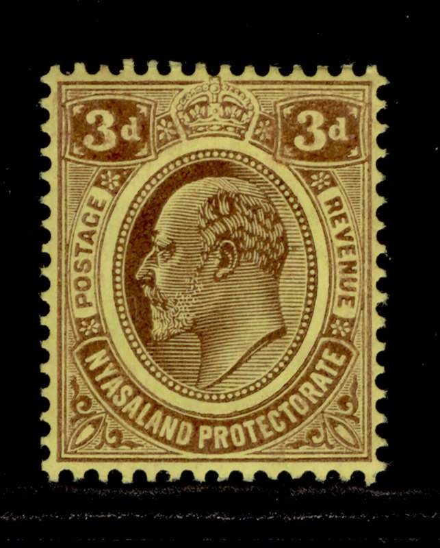 NYASALAND PROTECTORATE EDVII SG75, 3d purple/yellow, M MINT.