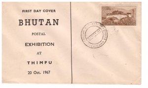 BHUTAN 1967 Postal Exhibition FDC