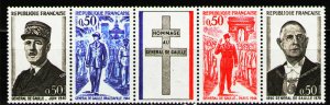 France 1971 Sc 1325a  Mi1772 - Mi1775 Death of Charles de  Gaulle MNH