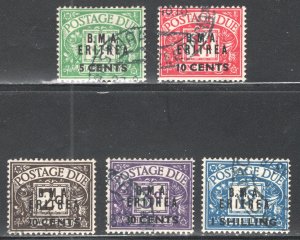 Great Britain - Eritrea  #J1-J5  VF, Used,   CV #122.00  .....  0900019