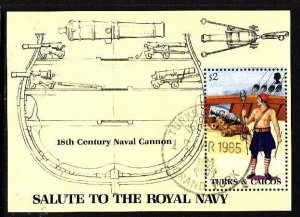 Turks & Caicos-SC#670-used sheet-Ships-Salute to the Royal N