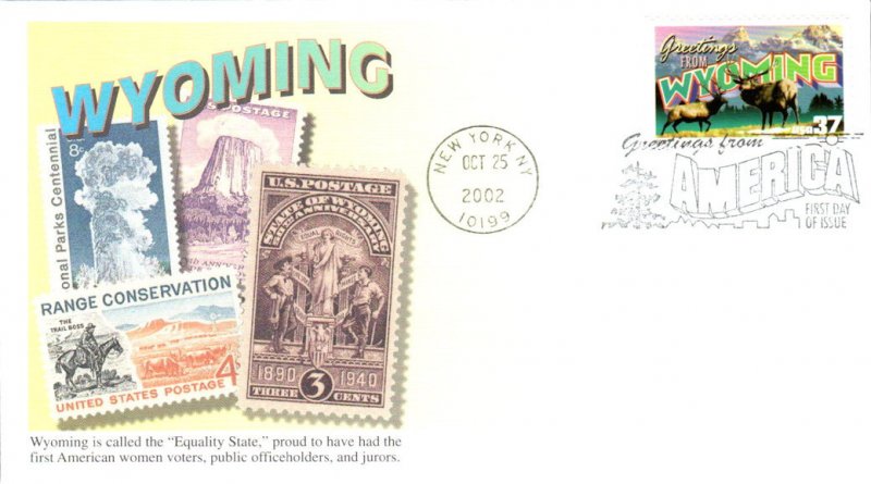 #3745 Greetings From Wyoming Mystic FDC