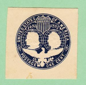  U 348 1 cent deep blue cut square