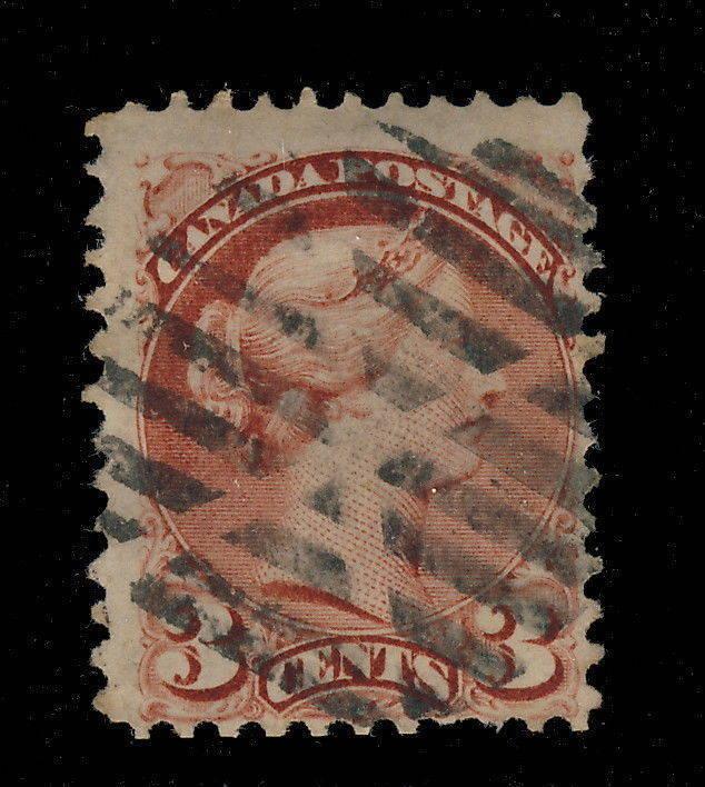 CANADA -1870 - SG 79 3c INDIAN RED - USED SUPERB MUTE CANCEL