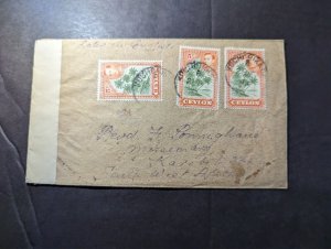 1943 Censored British Ceylon Cover Kandawala to Karibeb South West Africa