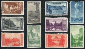 PCBstamps   US #740-749 1934 National Park Set, MNH, (12)