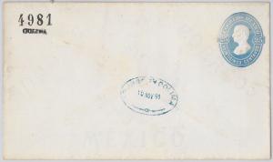 52250  - MEXICO -  POSTAL STATIONERY COVER overprinted COLIMA  - H & G # 9b 1881