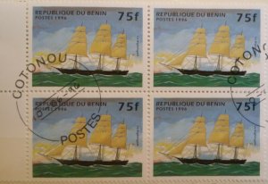 Republique du Benin 1997 Sailing Ships Blocks of 4 Boats Nautical