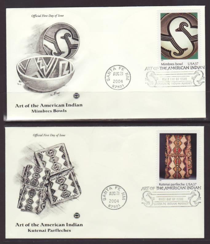 US 3873a-j American Indian Art 2004 PCS S/10 U/A FDC