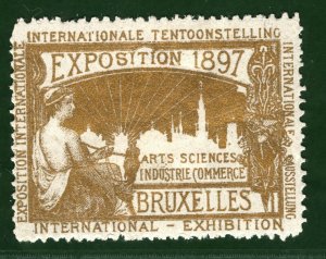 BRUSSELS EXHIBITION STAMP/LABEL Belgium 1897 *GOLD* Ink Print Mint MM B2WHITE31