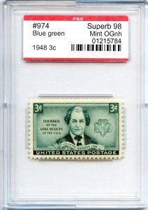 US SCOTT #974 MINT-SUPERB-OG-NH GRADED 98 PSE SLAB SMQ $60 (7/24/24 GP)