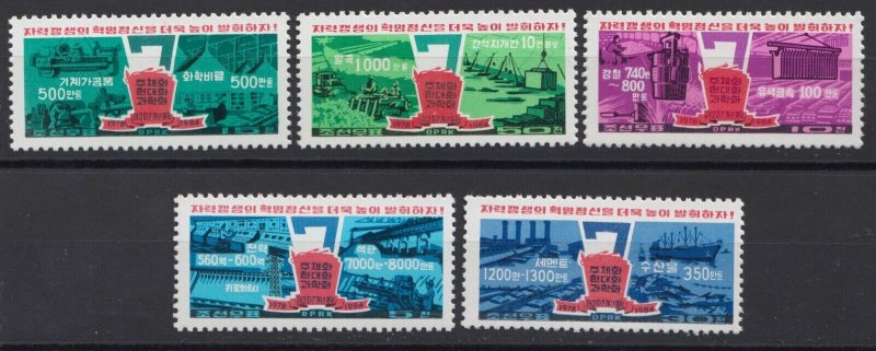 KOREA STAMPS 1978 PRODUCTION PLANNING 7 YEARS MNH POST MI. 1755 - 1759 