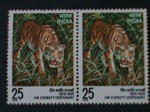 ​INDIA-1976 -SC#712  JIM CORBETT-CONSERVATIONIST- TIGER MNH PAIR-VF-LAST ONE