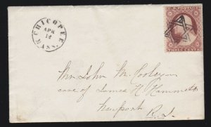 US 26 Washington on Small Ladies Cover from Chicopee, MA w/Star of David Cancel