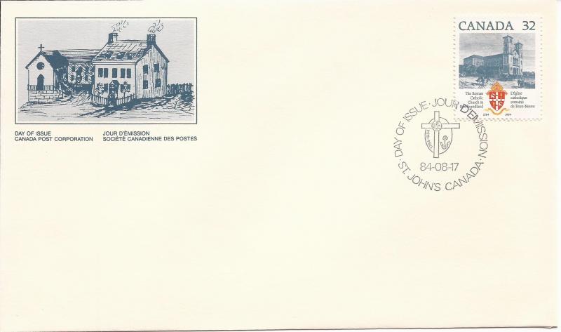 1984 Canada FDC Sc 1029 - Roman Catholic Church - Basilica of St Johns, NL