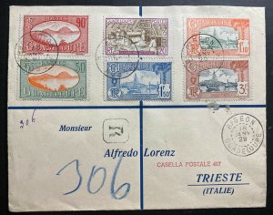 1929 Pigeon Guadeloupe Registered Cover To Trieste Italy Sc#124