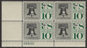 Scott # C57 1960 10c blk & grn  Liberty Bell  Plate Block - Lower Left - Mint 