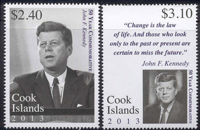 Cook Islands - 2013 MNH set of 2 J. F. Kennedy stamps #1476-77 cv 9.00 Lot #262