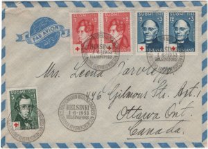 Finland 1953 Cover Sc B87-B89 Airmail to Canada Special Cancel