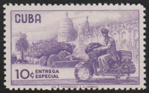 1960 Cuba Stamps Sc E 28 Messenger in Motorcycle and Havana View MNH