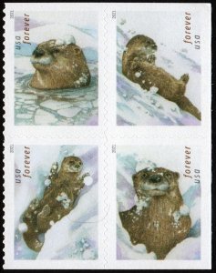 SC#5648-51 (58¢) Otters In Snow Block of Four (2021) SA