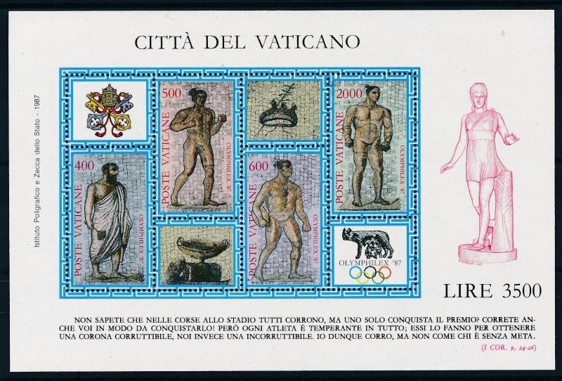 [60913] Vatican City 1987 Olympic athletes Sculptures Olymphilex MNH Sheet