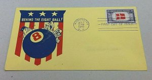 KAPPYSSTAMPS USA WORLD WAR 2 OVERRUN NATIONS FDC BEHIND THE EIGHT BALL CS1008