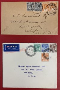 Straits Settlements, 1932-1937, 2 King George V Covers sent to the United States