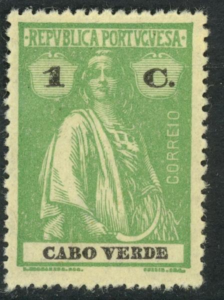 CAPE VERDE 1914-26 1c Yellow Green CERES Issue Sc 147 MH