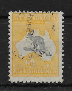 AUSTRALIA SG111 1929 5/= GREY & YELLOW USED