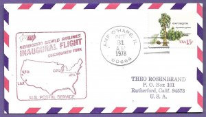 #119E5f, CHICAGO AMF-NEW YORK,  1978 SEABOARD WORLD AIRLINES 1ST FLIGHT AIRMAIL