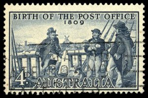 AUSTRALIA Sc 332 USED - 1959 4p -  Birth of Post Office - Postmaster I. Nichols