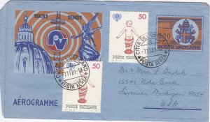 Vatican City 1981 Aerogramme with Coat of Arms, Used with 2 stamps