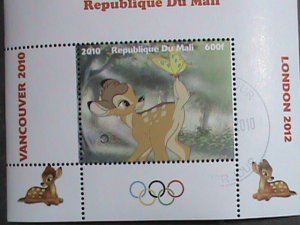 ​MALI STAMP-2010- OLYMPIC VANCOUVER-LOVELY BANBI CTO STAMP S/S SHEET #2