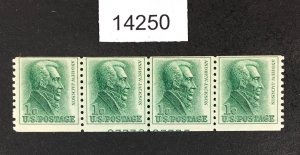 MOMEN: US STAMPS # 1225 24 LINE STRIP OF 4 WITH PART PLATE MINT OG NH LOT #14250