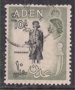 Aden 1953 - 63 QE2 10/-d Tribesman used SG 70 ( G1116 )