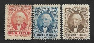 SD)1864 MEXICO FROM THE HIDALGO SERIES 1R SCT 14A, 2R SCT 15A & 4R SCT 16A, MINT