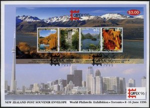 New Zealand 1353a, FDC. 1996.Scenic Views. Landscapes.
