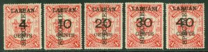 SG 75-79 Labuan 1895. 4c-40c overprinted specimen vertically reading upwards...