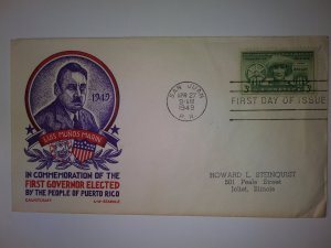 SCOTT #983 FIRST DAY OF ISSUE FIRST PUERTO RICO ELECTION L.W STAEHLE CACHET !