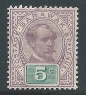 Sarawak #12 Mint No Gum 5c Sir Charles Johnson Brooke