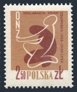 Poland 833 two stamps, MNH. Michel 1078. Declaration of Human Rights, 1958.