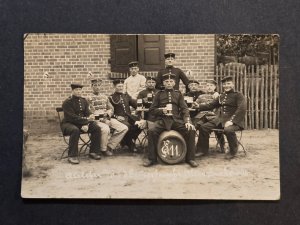 WW1 Imperial German Soldiers comrades Drinking Beer Military Photo Postcard RPPC