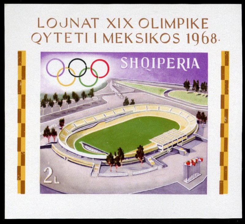 Albania #1185, 1968 Olympics, imperf. souvenir sheet, never hinged