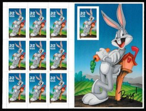 3137,3138, 3204,3205,3306,3307,3391,3392,3534,3535.Looney Tune Panes. MNH.