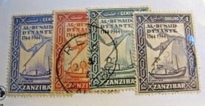 ZANZIBAR  Sc# 218 219 220 221 Θ used postage stamp set, fine +. boats, ship