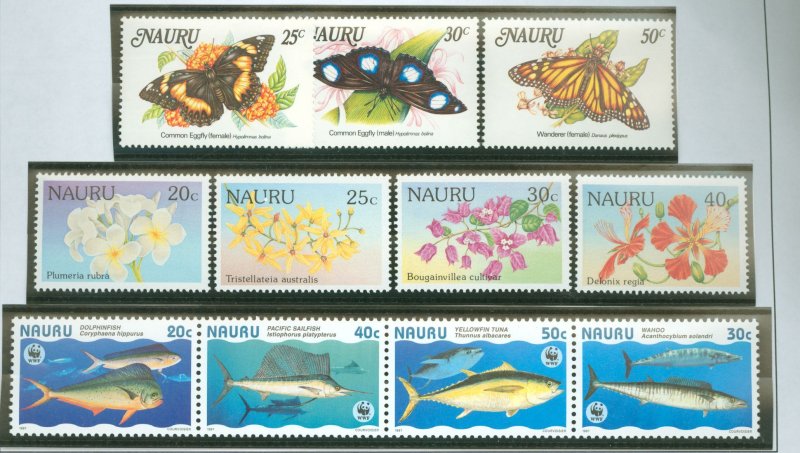 Nauru #297-299/325-328/443 Mint (NH) Single (Complete Set) (Butterflies) (Flora)