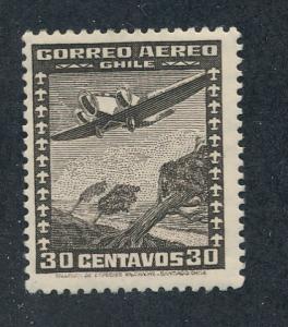  Chile 1934  Scott C34 MH no gum -  40c, Plane over trees